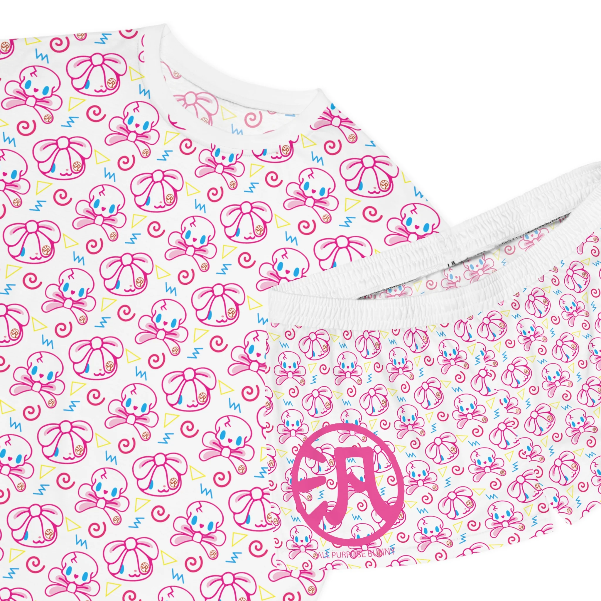 All Purpose Bunny Neon Pastel - Women's Short Pajama Set (AOP) - Image 3