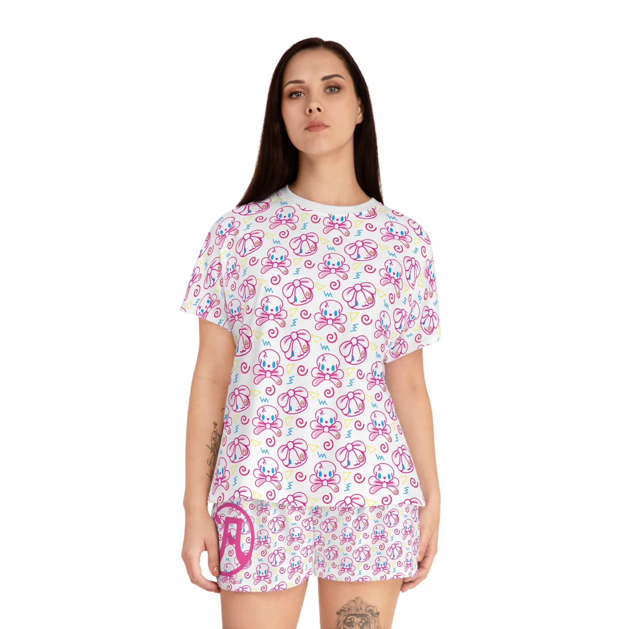 All Purpose Bunny Neon Pastel - Women's Short Pajama Set (AOP) - Image 4