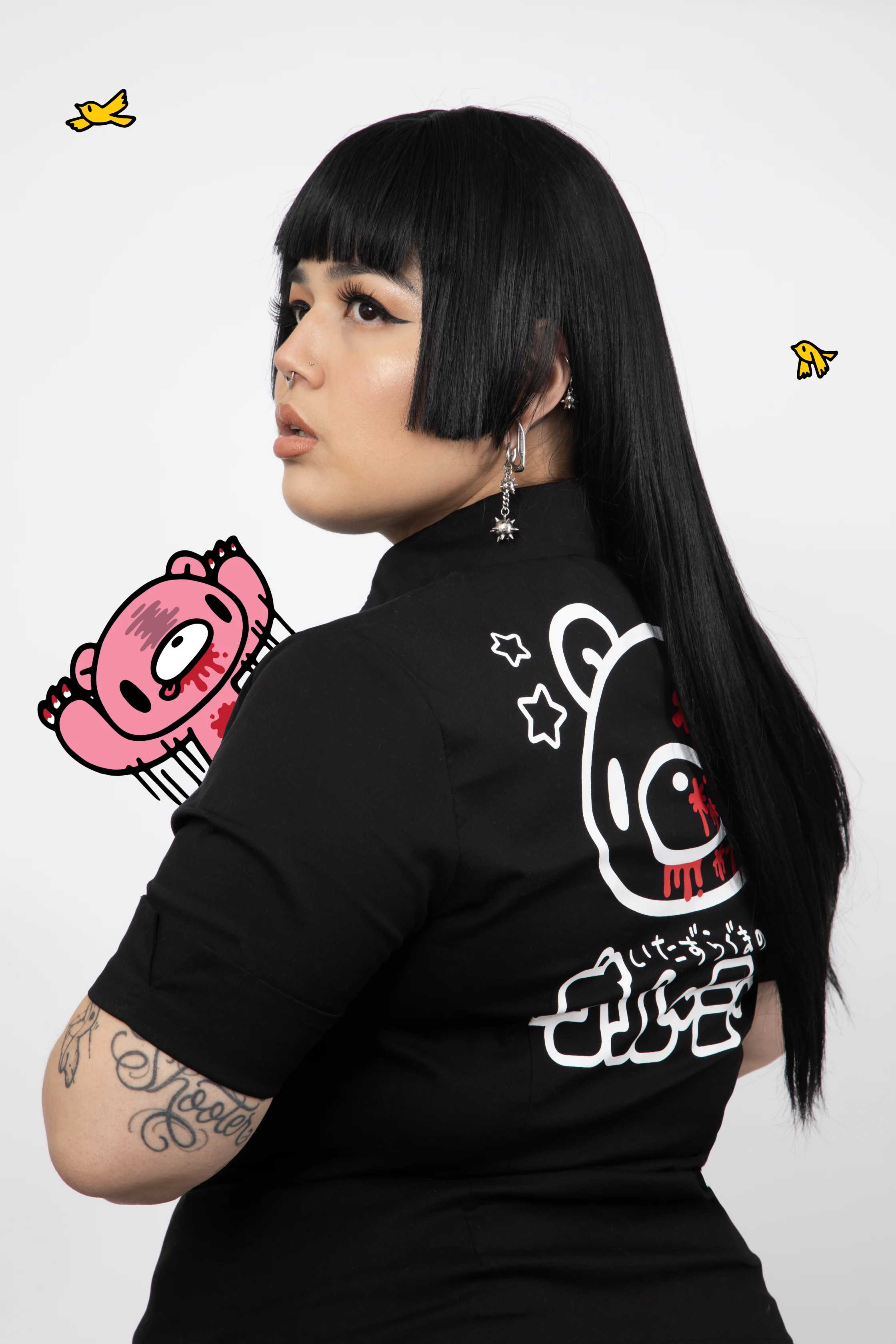 Gloomy Bear Button Up Shirt & Tie [BLACK] - Image 5