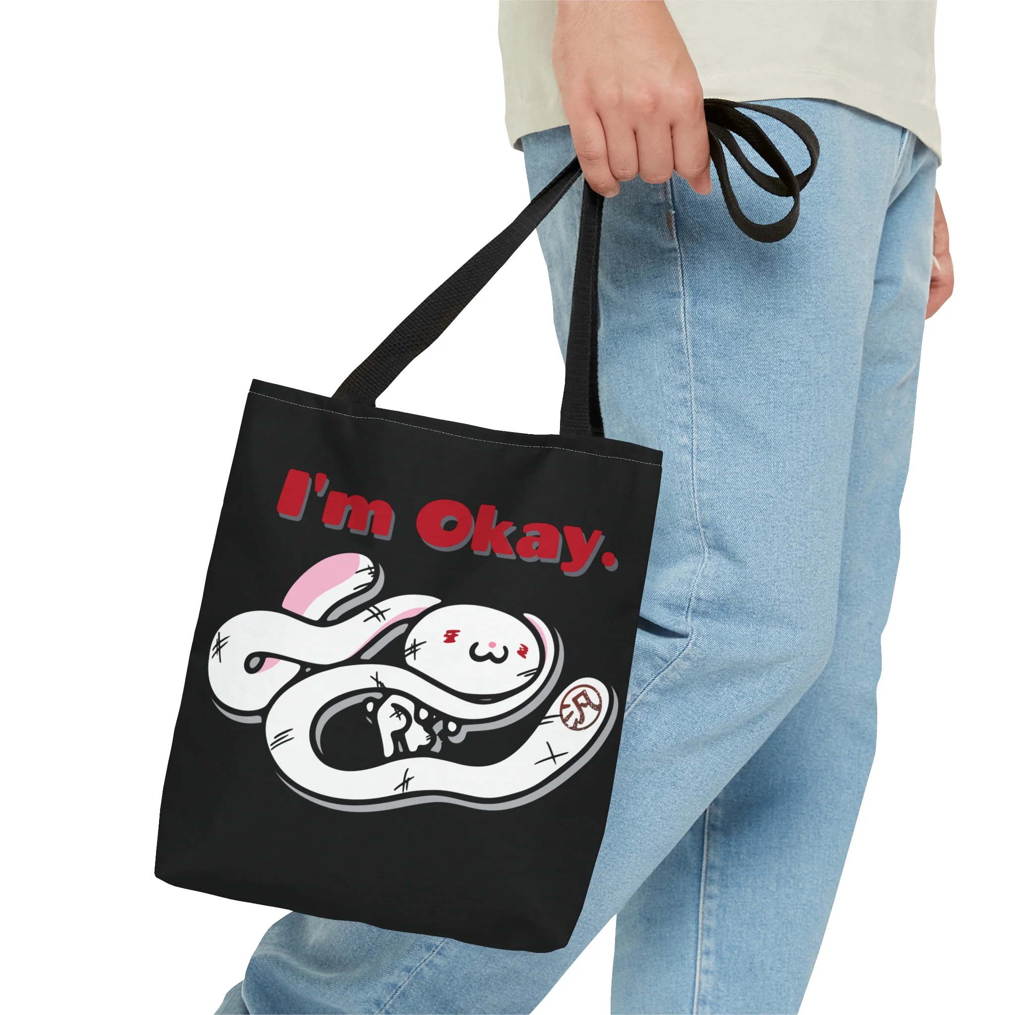 "I'm Okay" All-Purpose Bunny - Canvas Tote Bag - Image 11