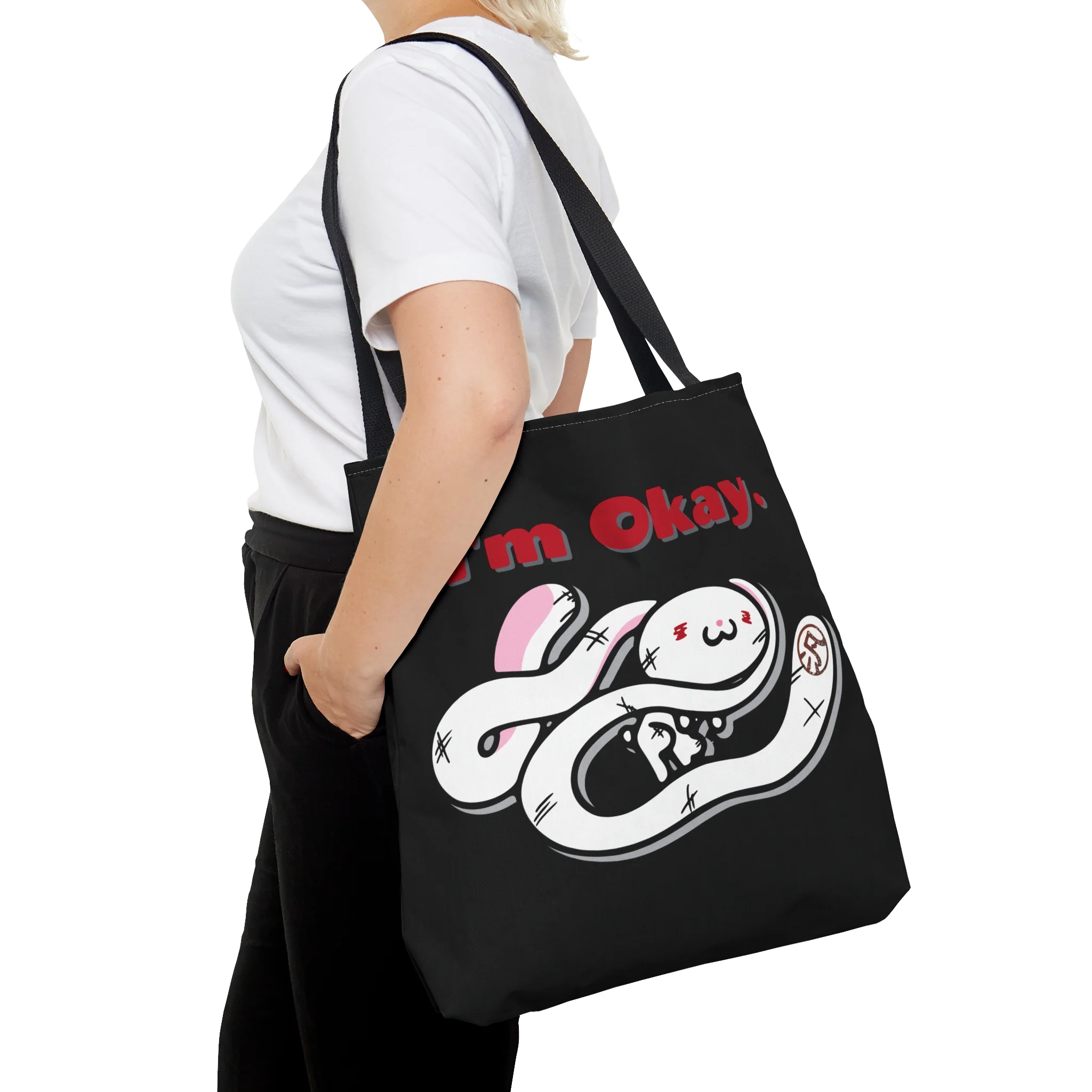 "I'm Okay" All-Purpose Bunny - Canvas Tote Bag - Image 8